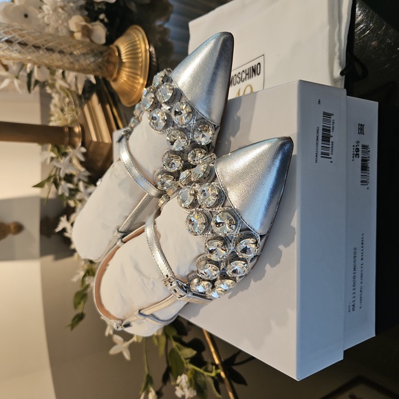 Moschino Silver Still Life Heart Ballerina Flats Cinderella would be Jealous! - Picture 10 of 13
